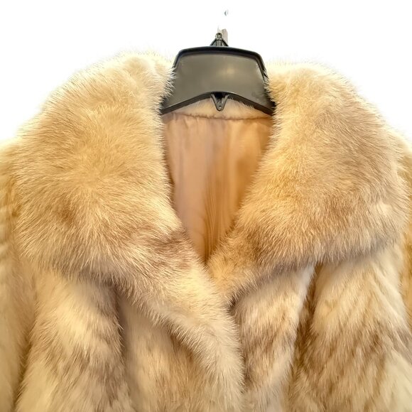 Vintage White Mink Fur Swing Jacket • Chevron Pelts • Women’s Large - Picture 4 of 15